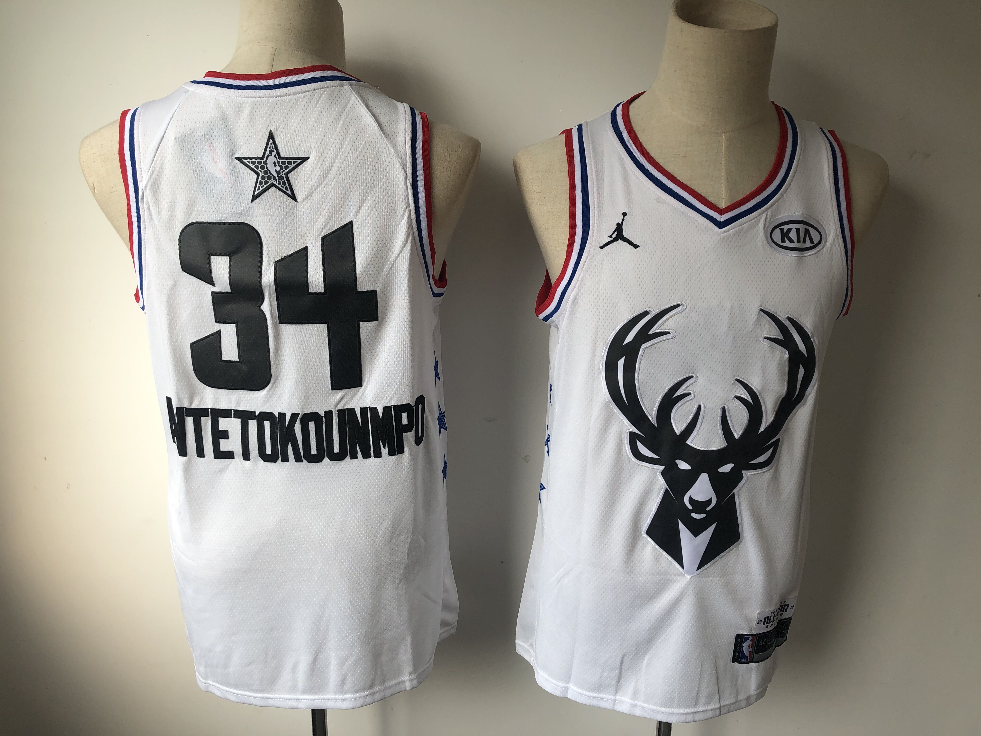 Men Milwaukee Bucks #34 Antetokounmp white 2019 All Star NBA Jerseys->nba t-shirts->Sports Accessory